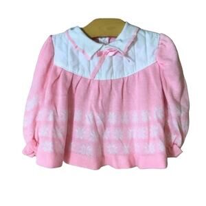 Vintage Bull Frog Knits pink snowflake sweater 18m